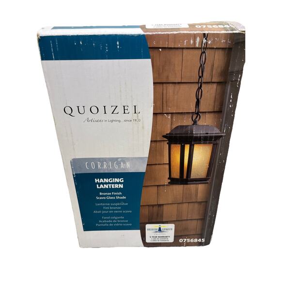 New Quoizel Lighting Corrigan Hanging Lantern Bronze Finish, Scavo Glass 0756845 - Picture 1 of 11